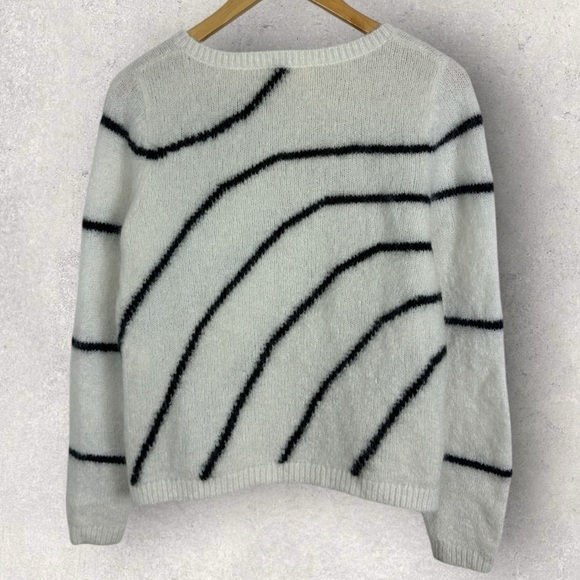 Sezane Paige Mohair Merino Wool White Ecru Black Stripe Sweater Jumper Sz Small - Picture 6 of 13